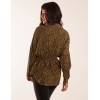 Leopard Print Shirred Waist Shirt