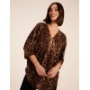 Zip Front Leopard Diamante Tunic Top