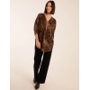 Zip Front Leopard Diamante Tunic Top