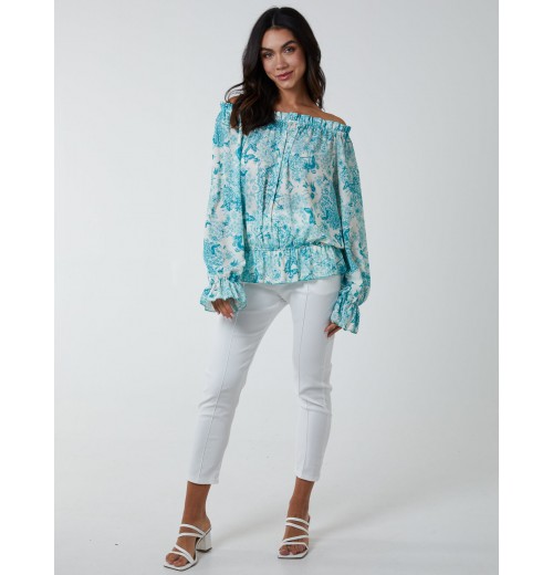 Butterfly Floral Print Gypsy Chiffon Blouse