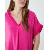 Satin Trim  V Neck Top