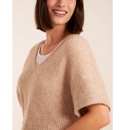 Puff Sleeve V-Neck Knit Top