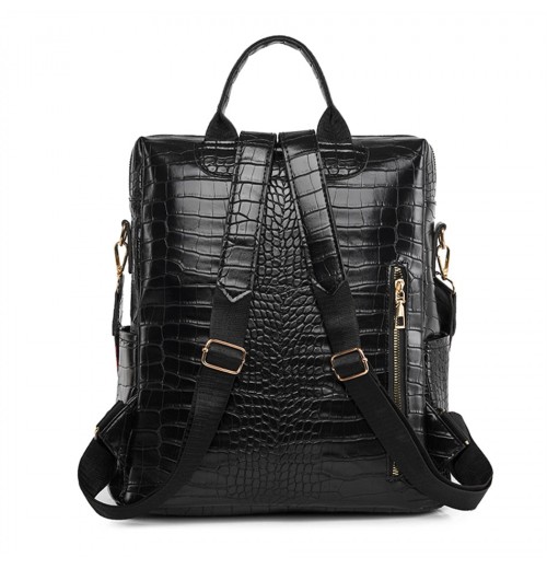 Embossed Leather Backpack Purse