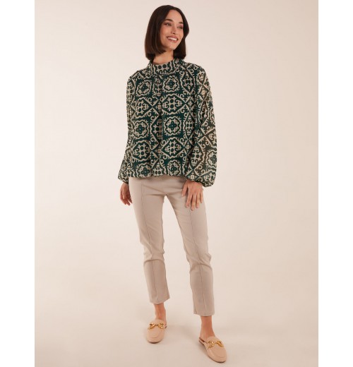 High Neck Baroque Blouse