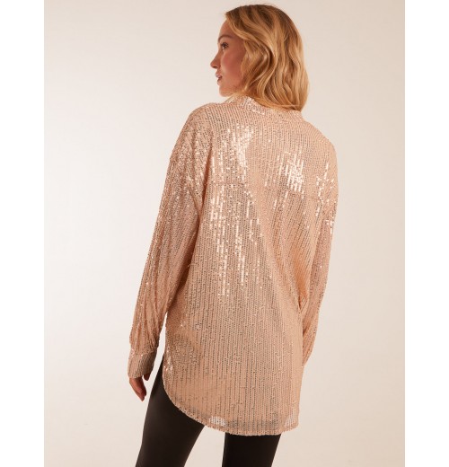 Grandad Collar Sequin Shirt