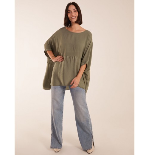 Oversized Satin Hem Top